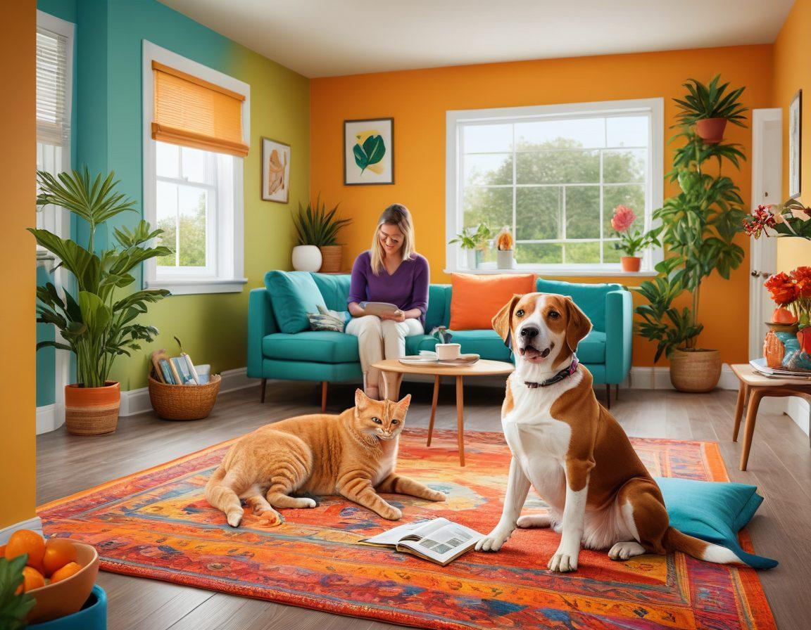 A vibrant collage featuring various pet insurance policies tailored for dogs, cats, reptiles, and exotic pets. Visualize happy pets in a playful environment, each representing their unique needs, with a friendly insurance agent assisting them. Include a colorful infographic that highlights key benefits of tailored insurance. A warm and inviting atmosphere enhances the viewer's connection to their beloved companions. super-realistic. vibrant colors.